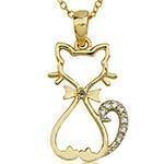 آویز کودکانه طلا و جواهر با نگین الماس تراش برلیان طرح گربه مدل: pgb2067