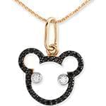 آویز کودکانه طلا و جواهر با نگین الماس تراش برلیان سیاه و سفید طرح موشی مدل: pgb2069