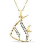 آویز کودکانه طلا و جواهر با نگین الماس تراش برلیان طرح ماهی مدل: pgb2071