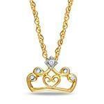 آویز کودکانه طلا و جواهر با نگین الماس تراش برلیان طرح تاج مدل: pgb2072