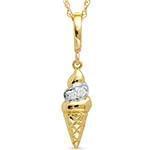 آویز کودکانه طلا و جواهر با نگین الماس تراش برلیان طرح بستنی مدل: pgb2075