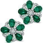 گوشواره طلا و جواهر با نگین زمرد و الماس تراش برلیان مدل: edf1370