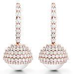 گوشواره طلا و جواهر با نگین مروارید و الماس تراش برلیان مدل: edf1377