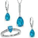 نیم ست آویز، گوشواره و انگشتر با نگین توپاز و الماس تراش برلیان مدل: hsdf1411