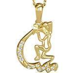 آویز ماه بهمن طلا و جواهر با نگین الماس تراش برلیان مدل: zpdf1014