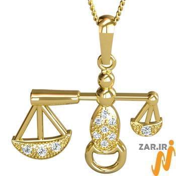 آویز ماه مهر طلا و جواهر با نگین الماس تراش برلیان مدل: zpdf1018