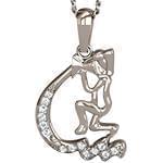 آویز ماه بهمن طلا سفید و جواهر با نگین الماس تراش برلیان مدل: zpdf1026