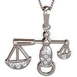 آویز ماه مهر طلا سفید و جواهر با نگین الماس تراش برلیان مدل: zpdf1030