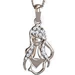 آویز ماه شهریور طلا سفید و جواهر با نگین الماس تراش برلیان مدل: zpdf1031