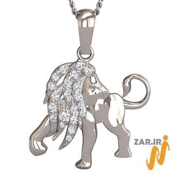 آویز ماه مرداد طلا سفید و جواهر با نگین الماس تراش برلیان مدل: zpdf1032