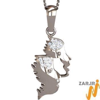 آویز ماه خرداد طلا سفید و جواهر با نگین الماس تراش برلیان مدل: zpdf1034
