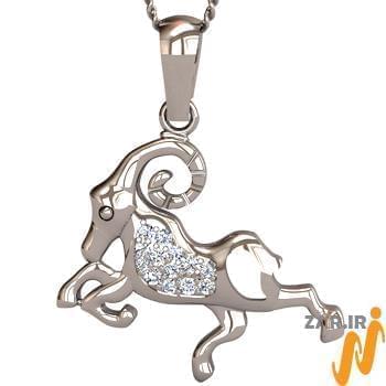 آویز ماه فروردین طلا سفید و جواهر با نگین الماس تراش برلیان مدل: zpdf1036