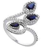 انگشتر طلا و جواهر با نگین یاقوت کبود و الماس تراش برلیان: مدل rgf1516