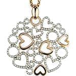 پلاک طلای زرد و سفید با نگین الماس تراش برلیان قلب: مدل pdb2193 