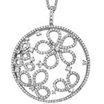 پلاک طلای سفید با نگین الماس تراش برلیان طرح فلاور: مدل pdb2195