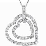 پلاک طلای سفید با نگین الماس تراش برلیان طرح قلب: مدل pdb2203