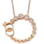 پلاک طلای رزگلد با نگین الماس تراش برلیان طرح حلقه ازدواج: مدل pdb2204