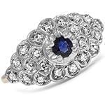 انگشتر طلا و جواهر با نگین یاقوت کبود و الماس تراش برلیان: مدل rgf1525