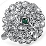 انگشتر طلا و جواهر با نگین زمرد و الماس تراش برلیان: مدل rgf1526