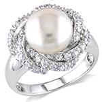 انگشتر طلا و جواهر با نگین مروارید و الماس تراش برلیان: مدل rgf1527