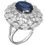 انگشتر طلا و جواهر با نگین یاقوت کبود و الماس تراش برلیان: مدل rgf1530