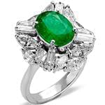 انگشتر طلا و جواهر با نگین زمرد کلمبیا و الماس تراش مارکیز و باگت: مدل rgf1531