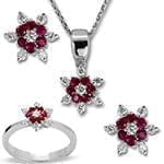 نیم ست یاقوت قرمز و برلیان با طلای سفید مدل: hsdf1191