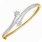 دستبند النگویی جواهر با نگین الماس تراش برلیان طرح فلاور مدل: bng1062 