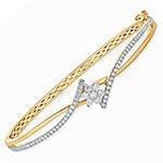 دستبند النگویی جواهر با نگین الماس تراش برلیان طرح فلاور مدل: bng1064