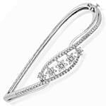 دستبند النگویی جواهر با نگین الماس تراش برلیان طرح فلاور مدل: bng1065