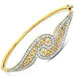 دستبند النگویی طلای زرد و سفید و جواهر با نگین الماس تراش برلیان  مدل: bng1070