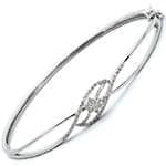 دستبند النگویی جواهر با نگین الماس تراش برلیان طرح فلاور مدل: bng1071