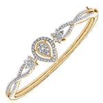 دستبند النگویی جواهر با نگین الماس تراش برلیان طرح فلاور مدل: bng1072