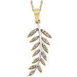 مدال طلای زرد و سفید با نگین الماس تراش برلیان طرح برگ: مدل pdb2205 