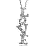 مدال طلای سفید با نگین الماس تراش برلیان طرح love: مدل pdb2206