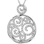 مدال طلای سفید با نگین الماس تراش برلیان طرح دوار: مدل pdb2209