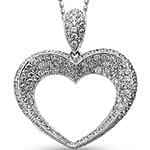 مدال طلای سفید با نگین الماس تراش برلیان طرح قلب: مدل pdb2213