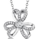 مدال طلای سفید با نگین الماس تراش برلیان طرح گل: مدل pdb2214