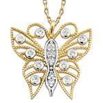 مدال طلای زرد و سفید با نگین الماس تراش برلیان طرح پروانه: مدل pdb2215