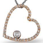 مدال طلای رزگلد با نگین الماس تراش برلیان طرح قلب: مدل pdb2216