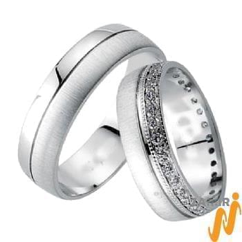 حلقه ست طلای عروس با نگین الماس تراش برلیان مدل: srd1430