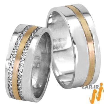 حلقه ست طلای عروس با نگین الماس تراش برلیان مدل: srd1432