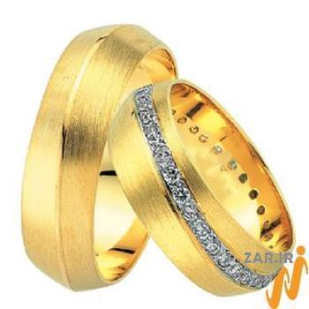 حلقه ست طلای عروس با نگین الماس تراش برلیان 
