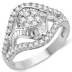 حلقه فلاور (flower) جواهر با نگین الماس تراش برلیان و باگت مدل : eng2207