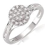 حلقه فلاور (flower) جواهر با نگین الماس تراش برلیان و باگت مدل : eng2216