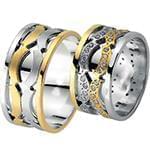 حلقه ست ازدواج طلا با نگین الماس تراش برلیان مدل: srd1446