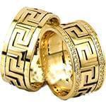 حلقه ست طلای ازدواج با نگین الماس تراش برلیان طرح ورساچی مدل: srd1450