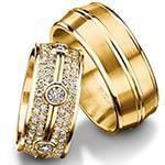 حلقه ست طلای ازدواج با نگین الماس تراش برلیان مدل: srd1452