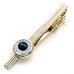 گیره کروات مردانه طلا با نگین یاقوت کبود و الماس تراش برلیان مدل :cgm1076