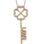 آویز طلای رزگلد با نگین الماس تراش برلیان طرح love: مدل pdb2221